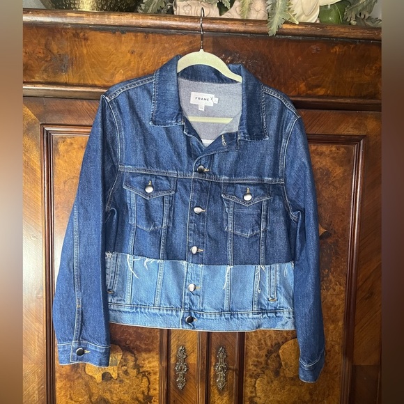 NWOT Frame- Reconstructed Denim Jacket. Size L - Picture 6 of 13